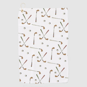 Classic Retro Golf Golfer Club Ball Pattern   Golf Towel