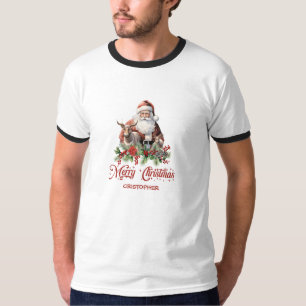 Classic retro illustration Santa with reinder T-Shirt