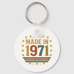 Classic Retro "Made in 1971" Emblem Key Ring