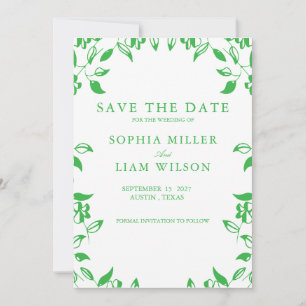 Classic Retro Minimalist Green WEEDING Invite 