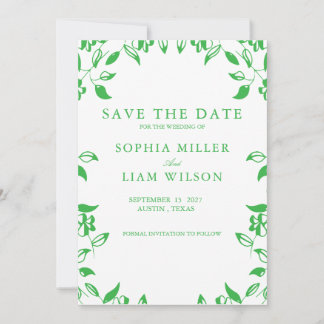 Classic Retro Minimalist Green WEEDING Invite 