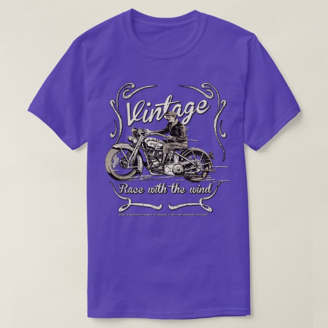 Classic Retro Motorcycle Race with the wind T-Shirt (Design Front)