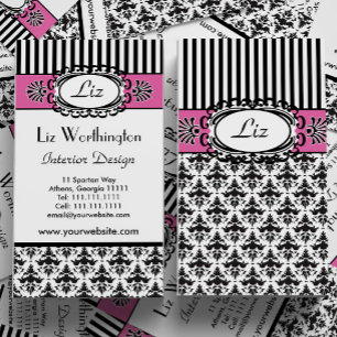 Classic Retro Pink and Black Paris Chic Business Card