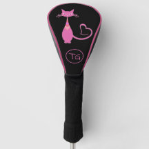 Classic Retro Pink Kitty Cat Heart Tail Monogram