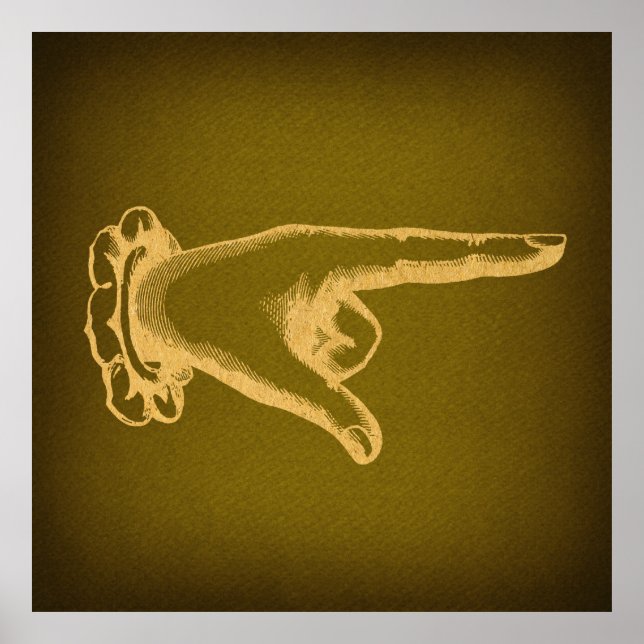 Classic Retro Pointing Finger Hand Pointing Art Poster (Front)