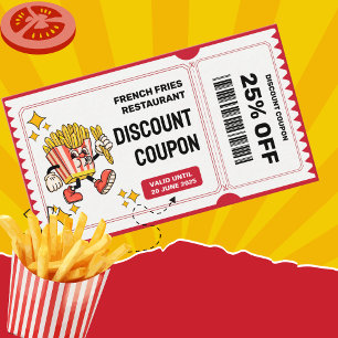 Classic Retro Quirky Cartoon French Fries Discount Card