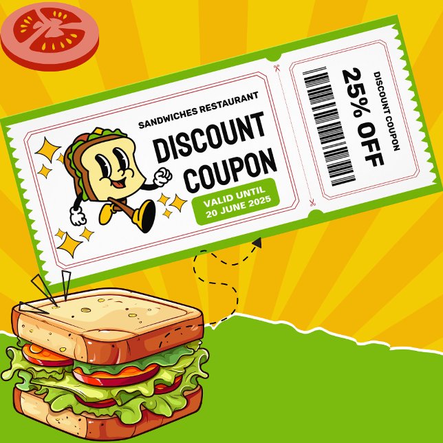 Classic Retro Quirky Cartoon Sandwich Character  Rack Card (Creator Uploaded)