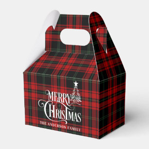 Classic Retro Red & Green Buffalo Plaid Christmas Favour Box