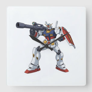 Classic Retro RX-78-2 Gundam Mecha Anime Illustrat Square Wall Clock