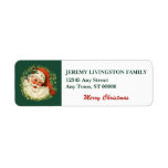 Classic Retro Santa Claus Christmas Return Address<br><div class="desc">These Holiday season return address labels feature a retro portrait of Santa Claus, complete with his traditional cap and bushy white beard. He is surrounded by a wreath of pine needles on a forest green background. Your custom text appears in easy to read dark green on a white background. At...</div>