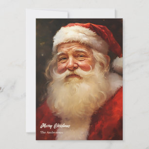 Classic retro Santa Claus smiling red hat Holiday Card