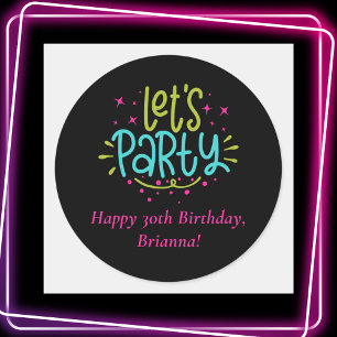 Classic Retro Simple Let's Celebrate Birthday Classic Round Sticker