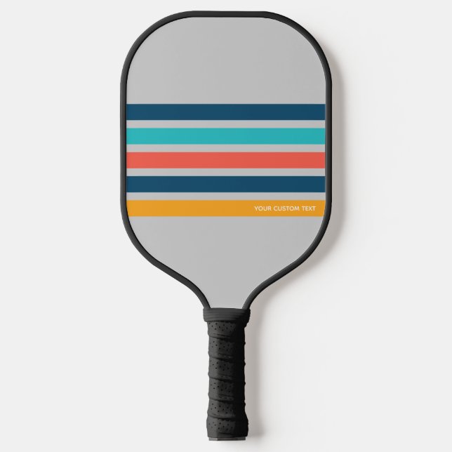 Classic Retro Stripes Personalised Text Pickleball Paddle (Front)