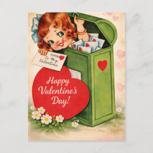 Classic Retro Style Valentine’s Postcard 