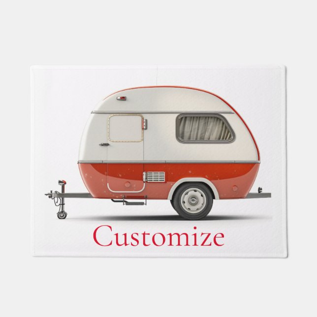 Classic Retro Teardrop Camper Thunder_Cove Doormat (Front)
