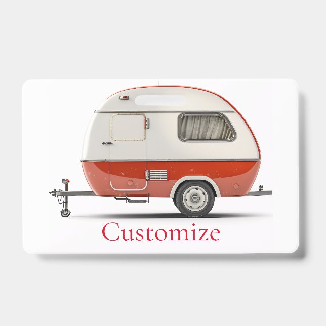 Classic Retro Teardrop Camper Thunder_Cove ID Badge (Front)