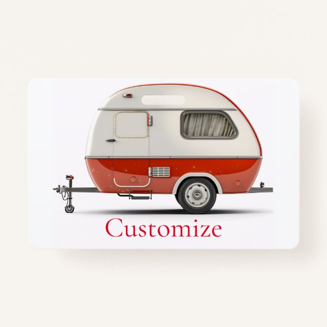 Classic Retro Teardrop Camper Thunder_Cove ID Badge (Front)