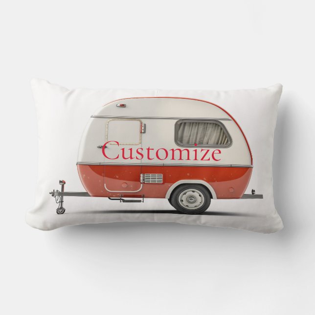 Classic Retro Teardrop Camper Thunder_Cove Lumbar Cushion (Front)