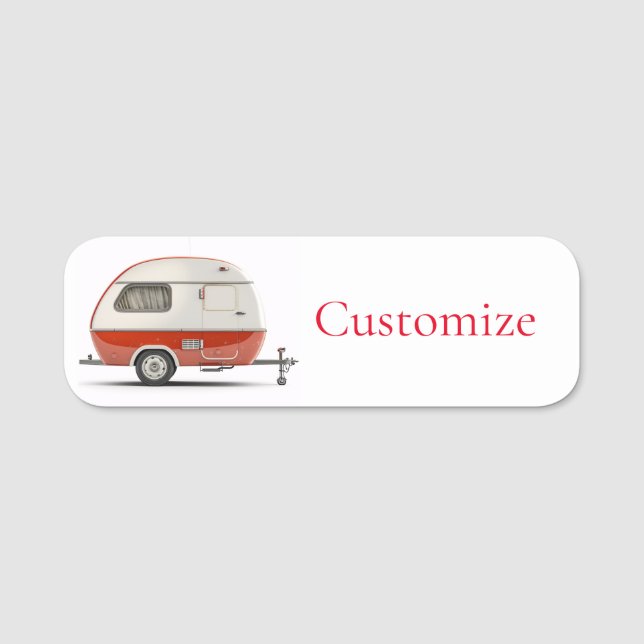 Classic Retro Teardrop Camper Thunder_Cove Name Tag (Front)