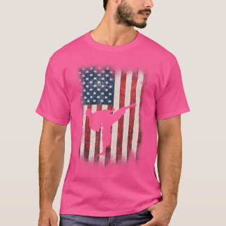 Classic Retro Usa American Flag Taekwondo Karate S T-Shirt