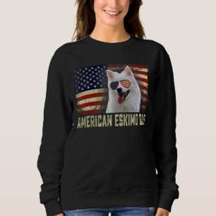 Classic Retro Usa Flag American Eskimo Dad Fathers Sweatshirt