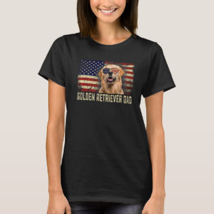 Classic Retro Usa Flag Golden Retriever Dad Father T-Shirt
