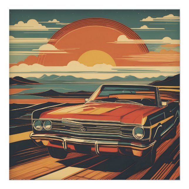 Classic retro vintage car poster (Front)