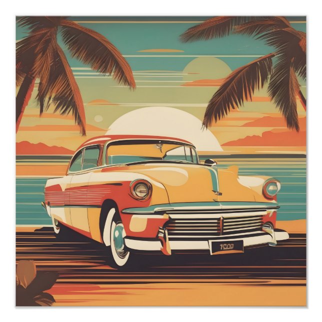 Classic retro vintage car poster (Front)