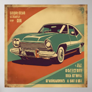 Classic retro vintage car poster