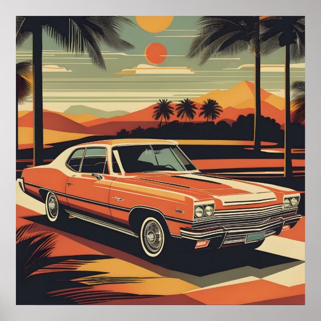 Classic retro vintage car poster (Front)