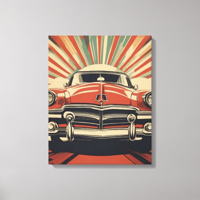Classic retro vintage car poster canvas print (Front)