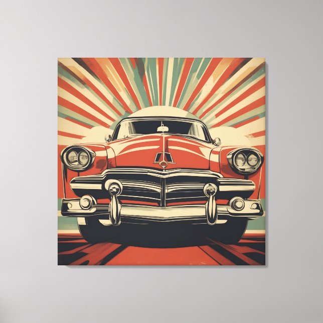 Classic retro vintage car poster canvas print (Front)