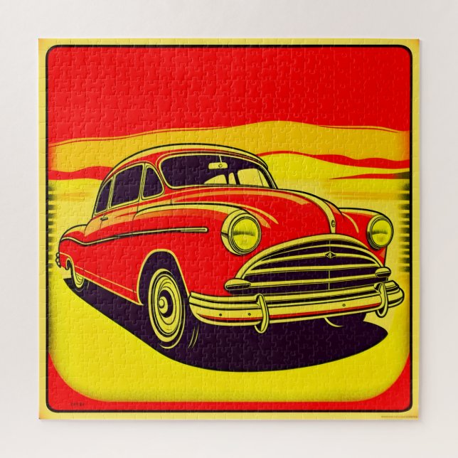 Classic retro vintage car poster jigsaw puzzle (Vertical)