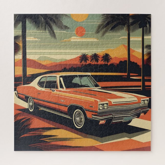 Classic retro vintage car poster jigsaw puzzle (Vertical)
