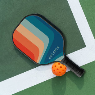 Classic Retro Wavy Stripes Pattern Pickleball Paddle