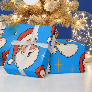 Classic Retro Winking Santa Christmas Wrapping Paper