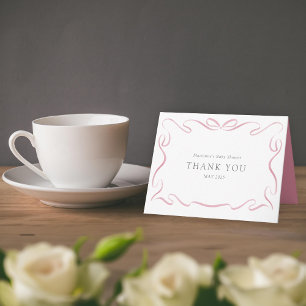 Classic Ribbon Pink Baby Shower Thank You Card