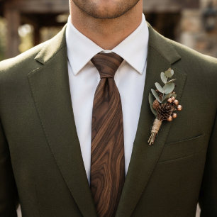 Classic Rich Walnut Wood Grain Texture Pattern Tie
