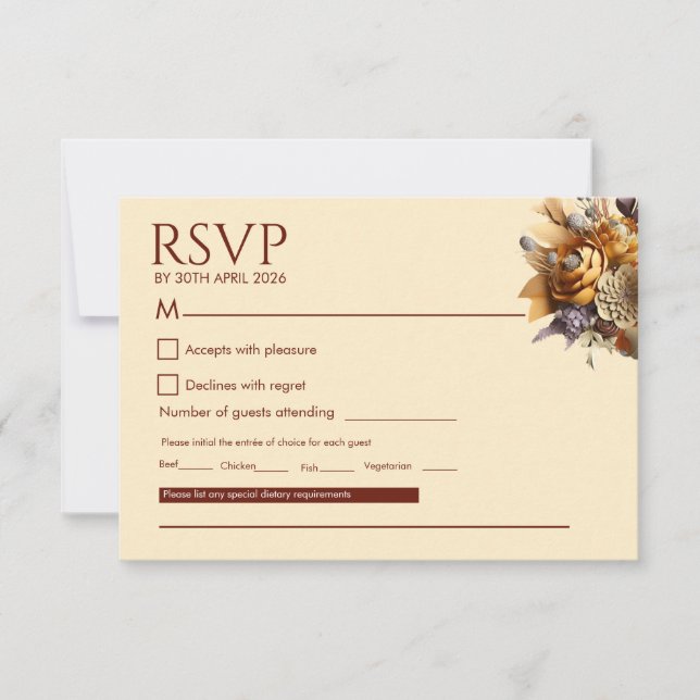 Classic Romance Wedding RSVP Card (Front)