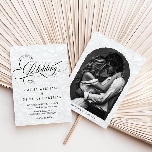 Classic Romantic Calligraphy Wedding Photo Invitation (Creator Uploaded)