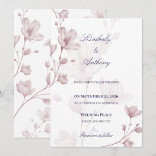 Classic Romantic Dusty Rose Floral Wedding Invitation