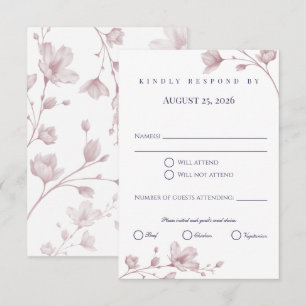 Classic Romantic Dusty Rose Floral Wedding RSVP Card