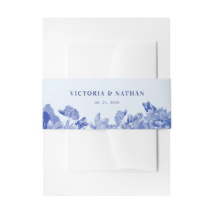  Classic Romantic Light Blue Floral Wedding  Invitation Belly Band