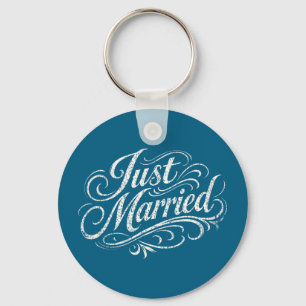Classic romantic married newlywed couple key ring