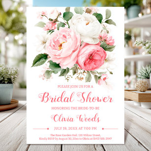 Classic romantic peony bouquet bridal shower card