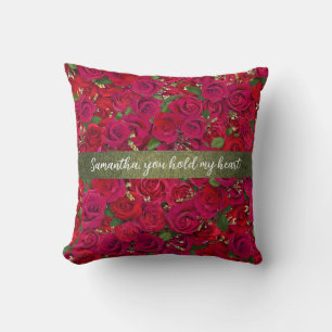Classic Romantic Red Rose Love Theme Cushion