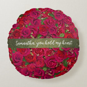 Classic Romantic Red Rose Love Theme Round Cushion
