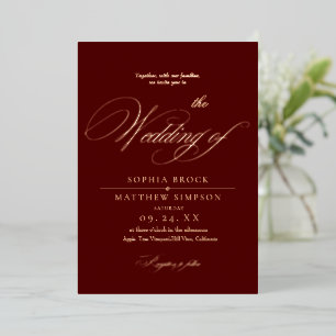 Classic Romantic Rose Gold Foil Burgundy Wedding