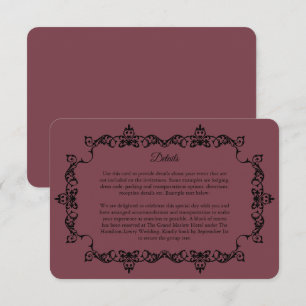 Classic Romantic Rosewood Ornately Framed Wedding Enclosure Card