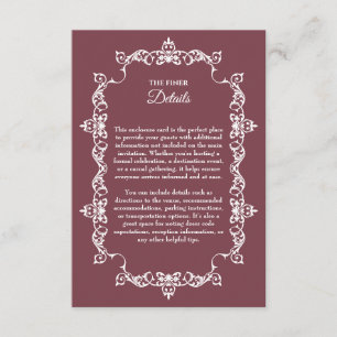 Classic Romantic Rosewood Ornately Framed Wedding Enclosure Card